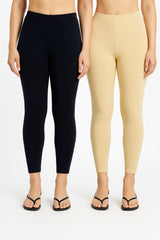 Shsuvia Women Cropped Leggings – Pack of 2 Dark Navy & Skin