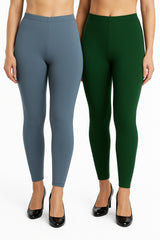 Shsuvia Women Cropped Leggings – Pack of 2 Airforce Green &  Bottle Green