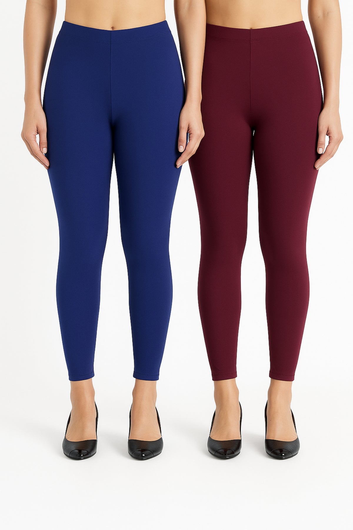 Shsuvia Women Cropped Leggings – Pack of 2 Old Royal & Wine