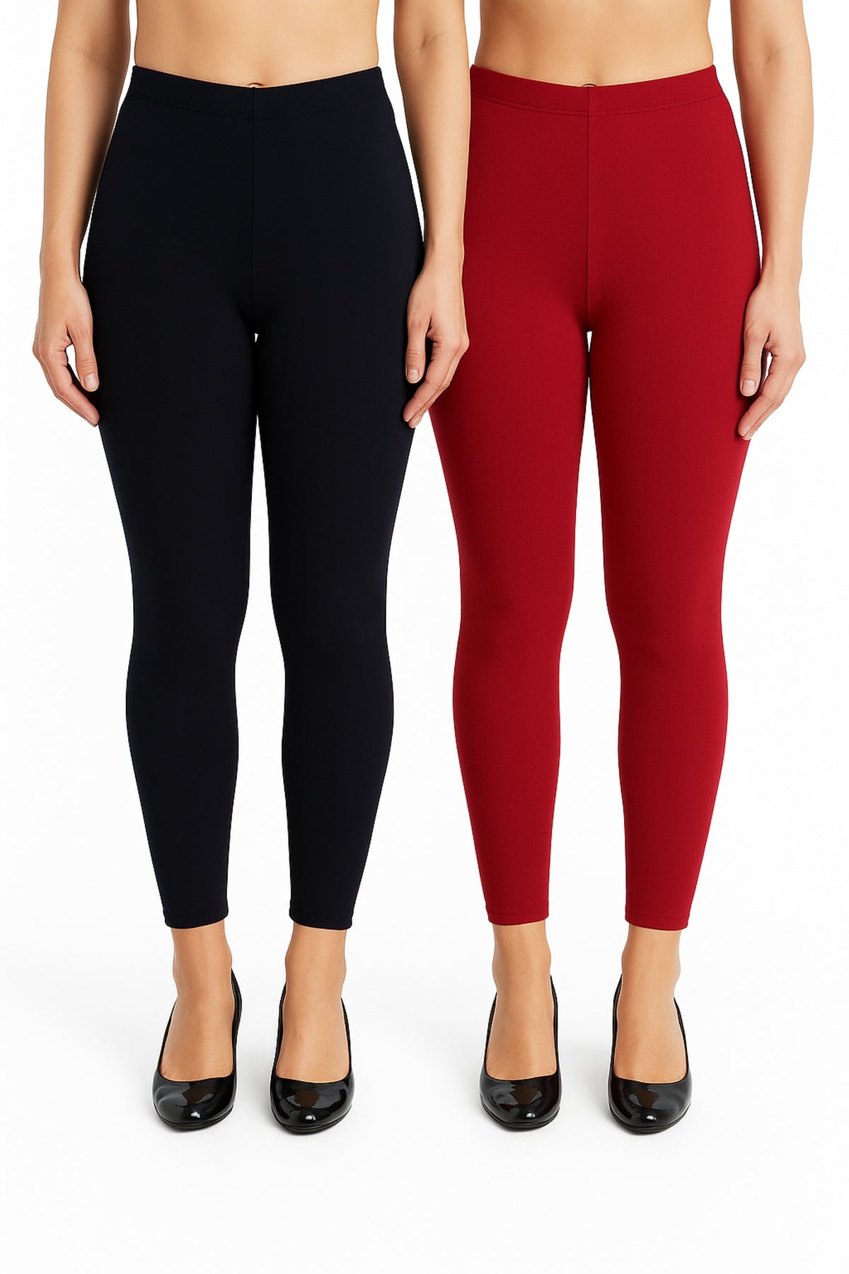 Shsuvia Women Cropped Leggings – Pack of 2 Dark Navy & Maroon