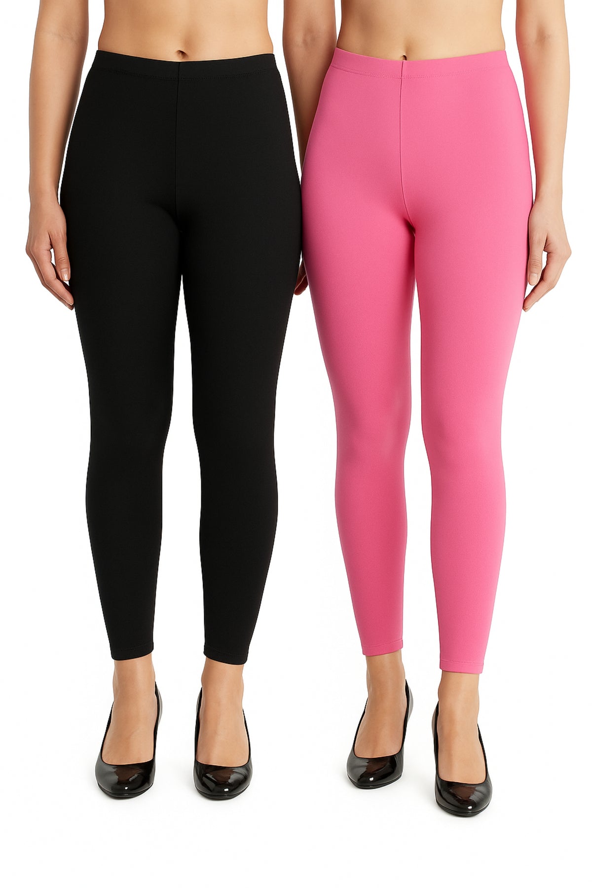 Shsuvia Women Cropped Leggings – Pack of 2 Black & Baby Pink