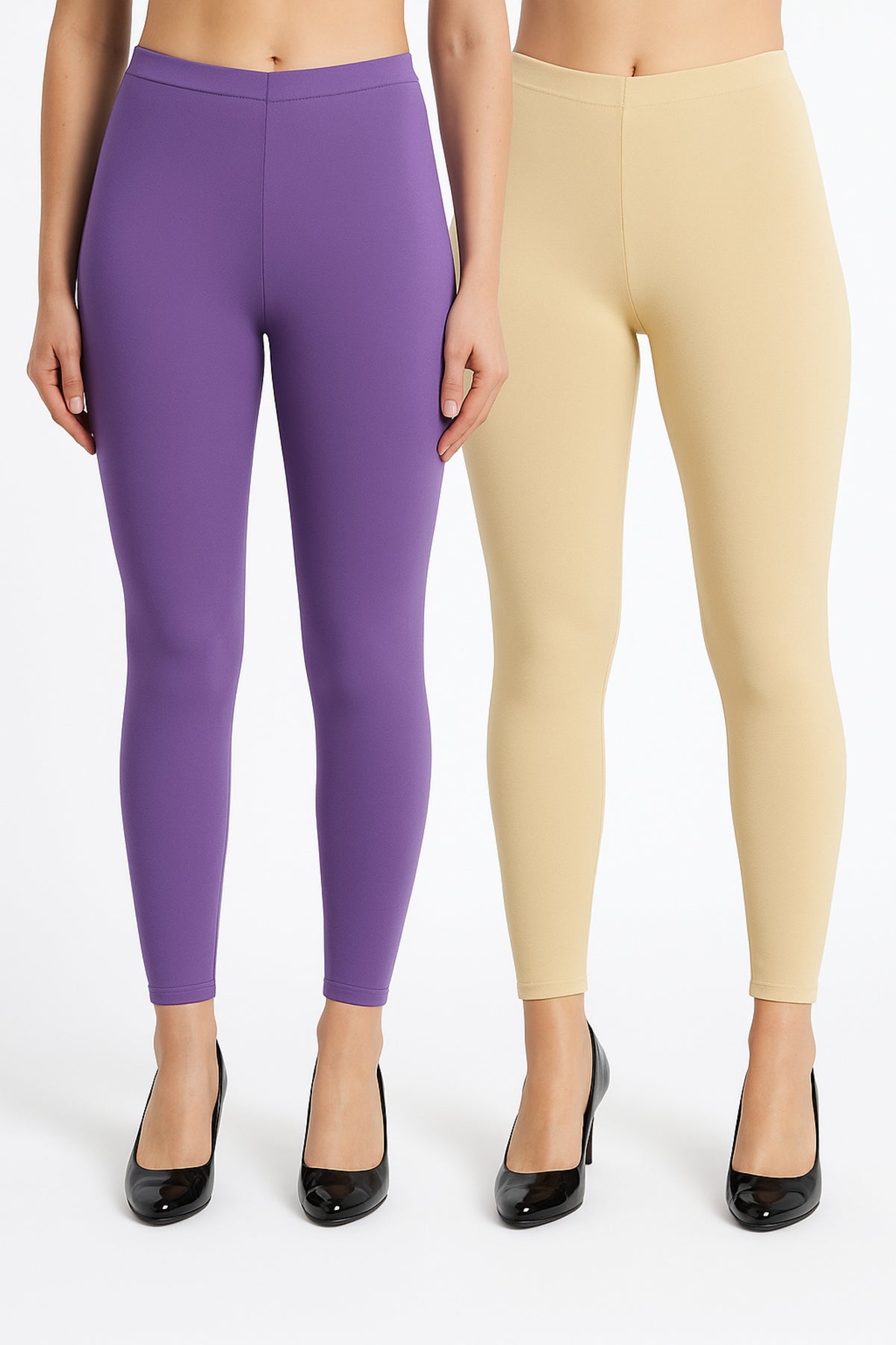 Shsuvia Women Cropped Leggings – Pack of 2 Lavender & Skin