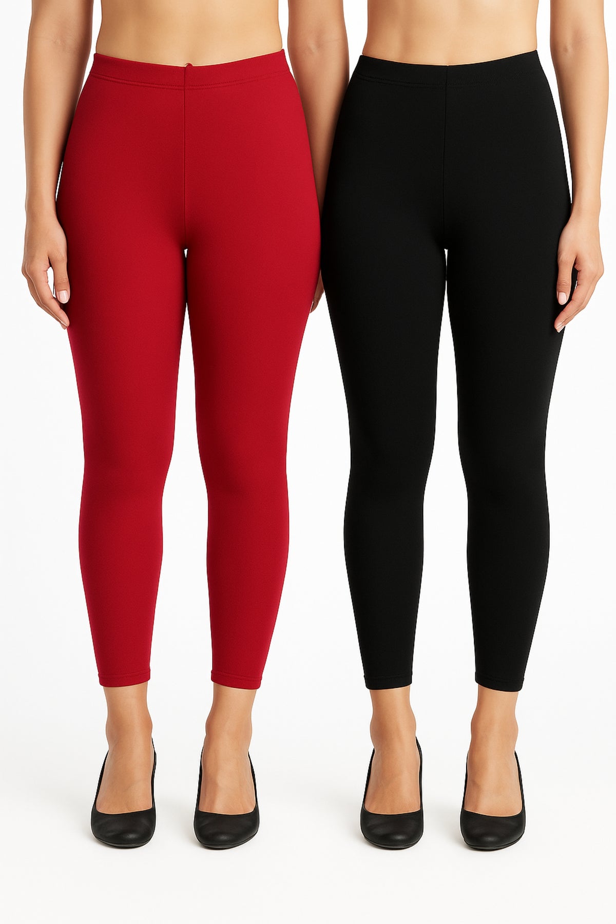 Shsuvia Women Cropped Leggings – Pack of 2 Maroon & Black