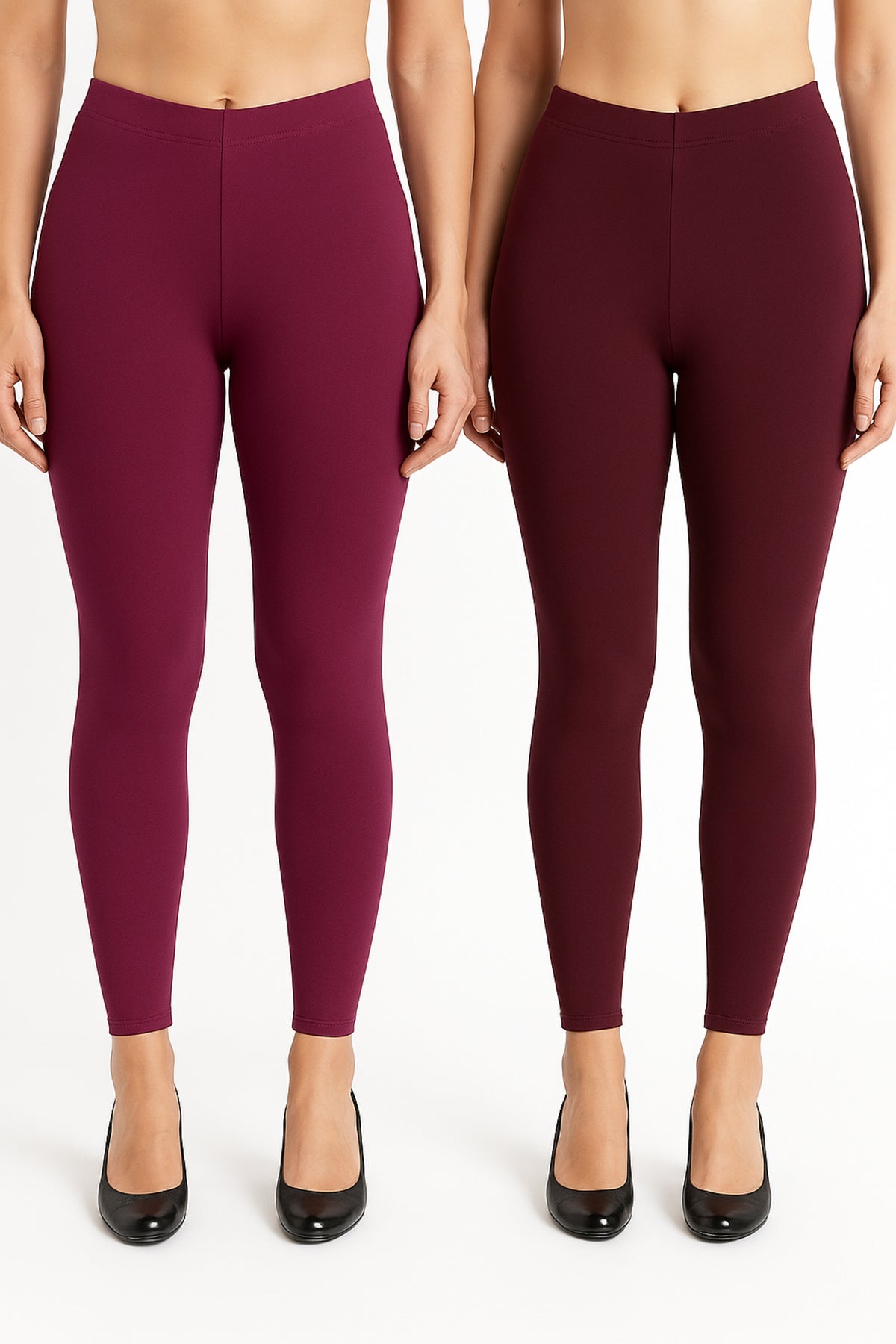 Shsuvia Women Cropped Leggings – Pack of 2 Majentha & Wine