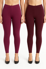 Shsuvia Women Cropped Leggings – Pack of 2 Majentha & Wine