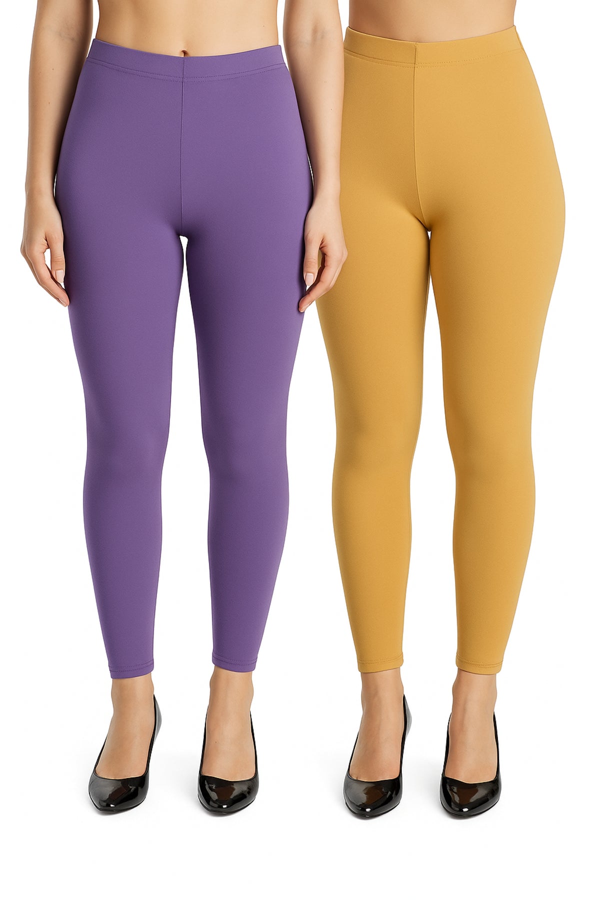 Shsuvia Women Cropped Leggings – Pack of 2 Lavender & Stone