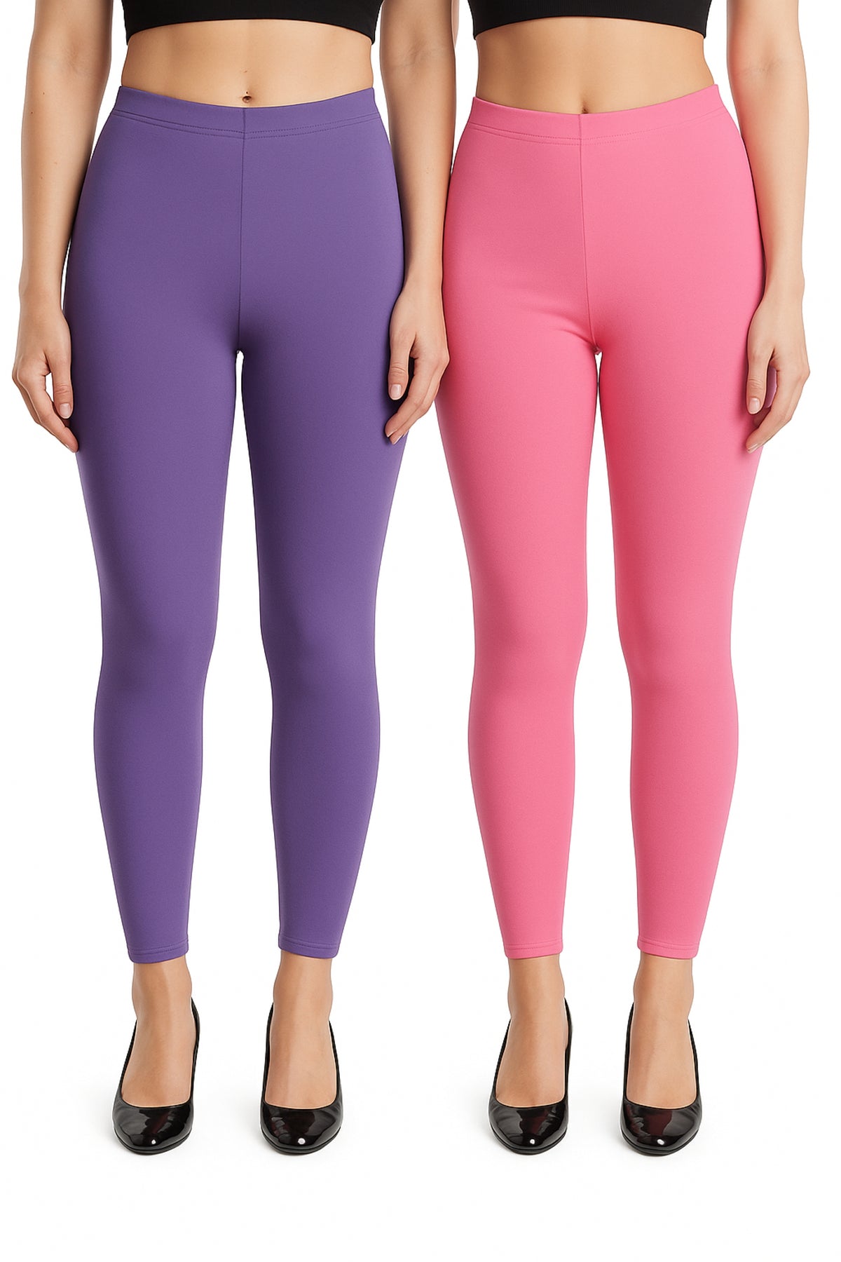 Shsuvia Women Cropped Leggings – Pack of 2 Lavender & Baby Pink