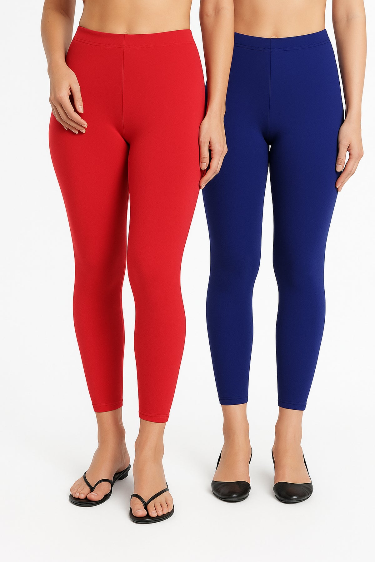 Shsuvia Women Cropped Leggings – Pack of 2 Coral & Old Royal