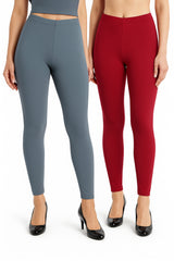 Shsuvia Women Cropped Leggings – Pack of 2 Airforce Green &  RED