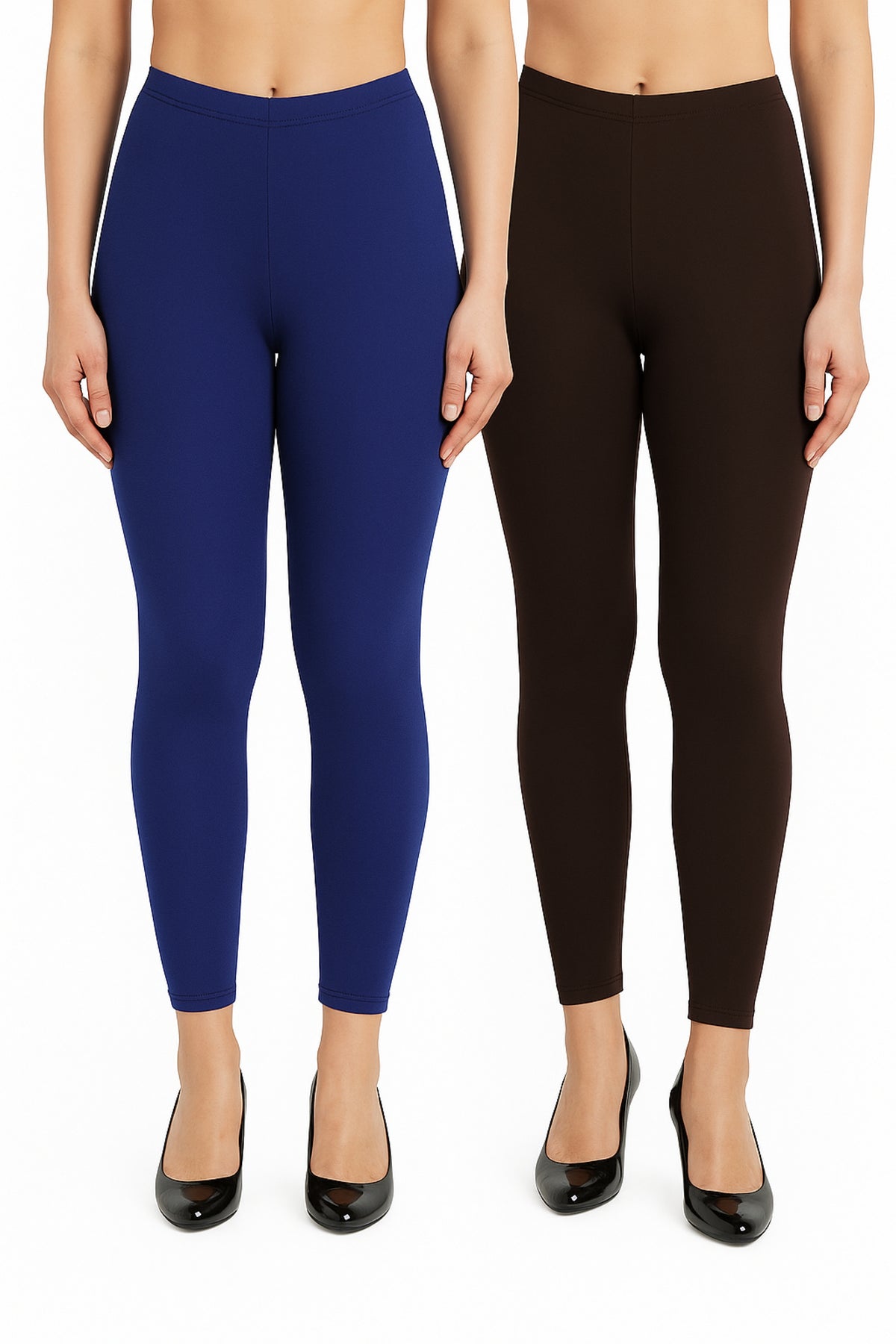Shsuvia Women Cropped Leggings – Pack of 2 Old Royal & Coffee Brown