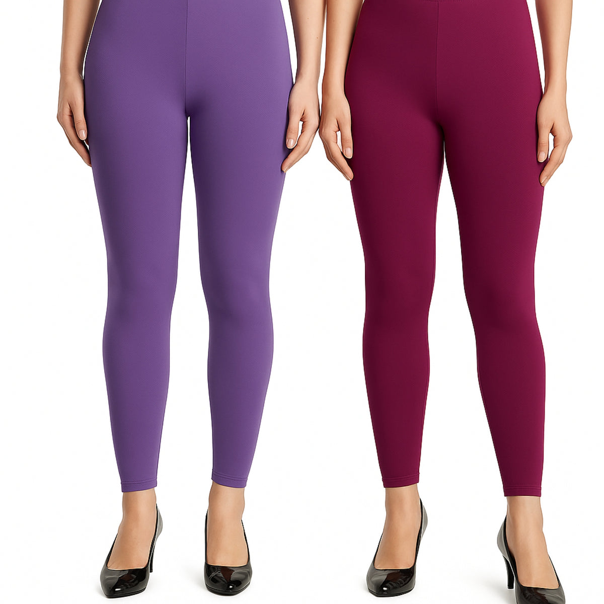 Shsuvia Women Cropped Leggings – Pack of 2 Lavender & Majentha