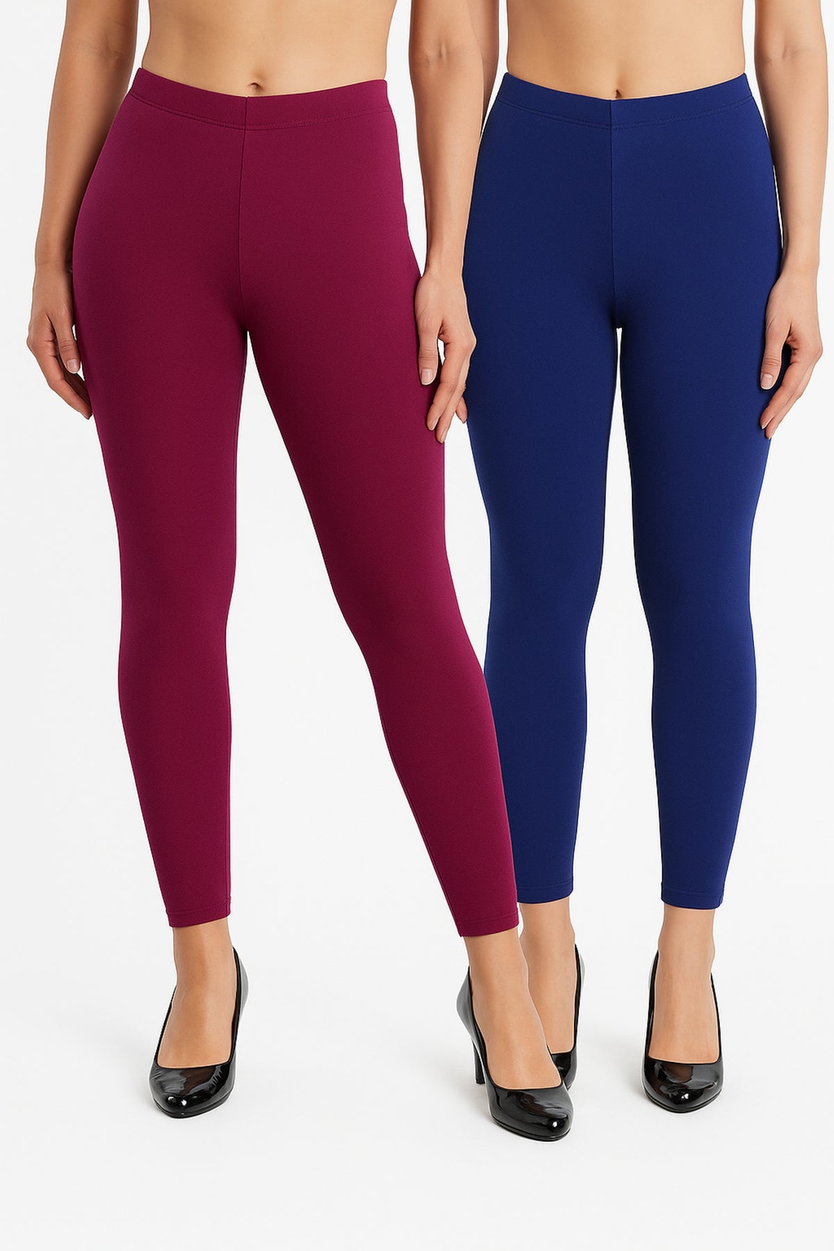 Shsuvia Women Cropped Leggings – Pack of 2 Majentha & Old Royal