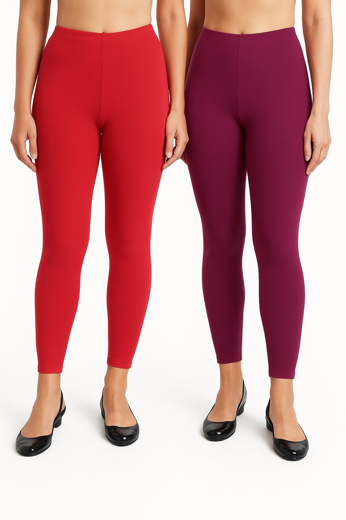 Shsuvia Women Cropped Leggings – Pack of 2 Coral & Majentha