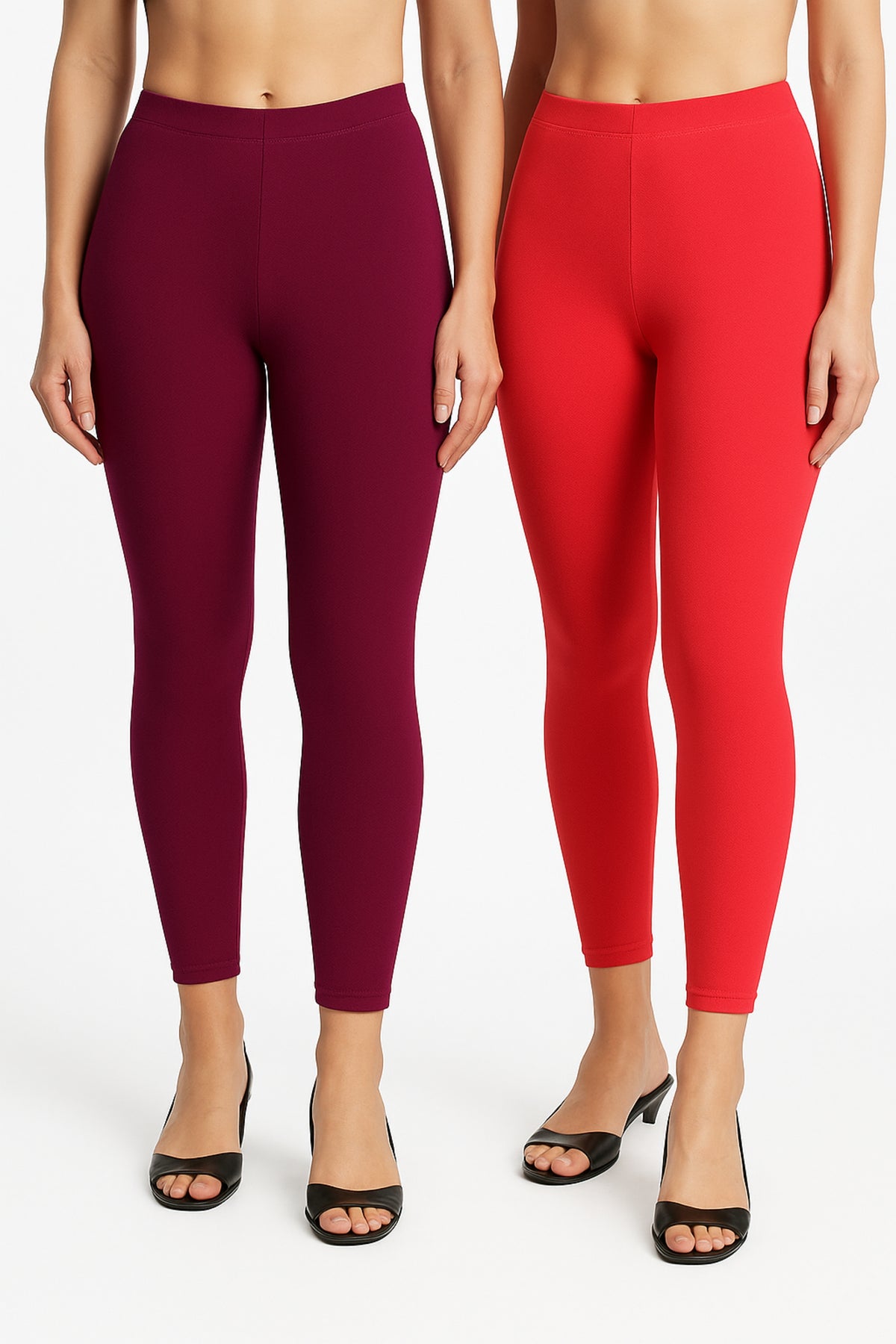Shsuvia Women Cropped Leggings – Pack of 2 Majentha & Coral