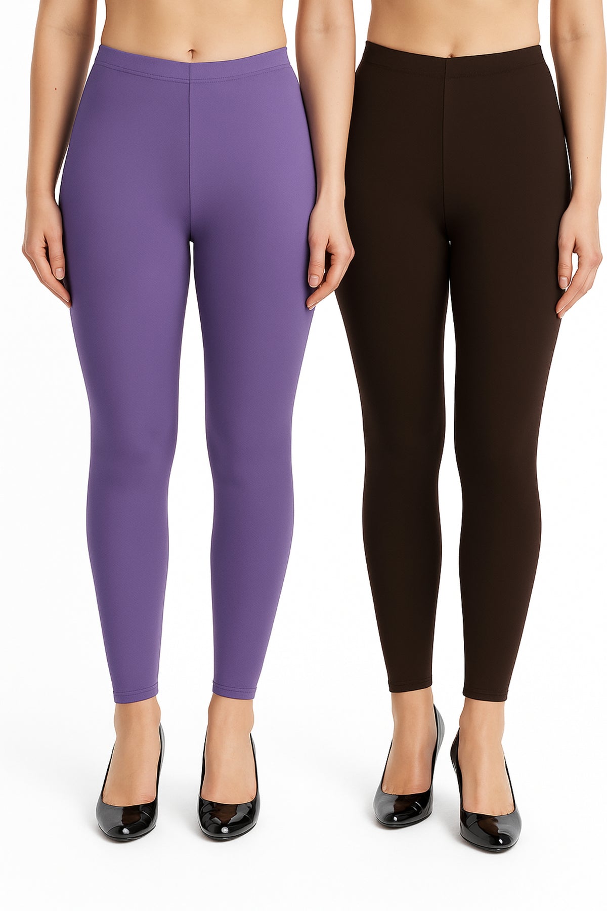 Shsuvia Women Cropped Leggings – Pack of 2 Lavender & Coffee Brown
