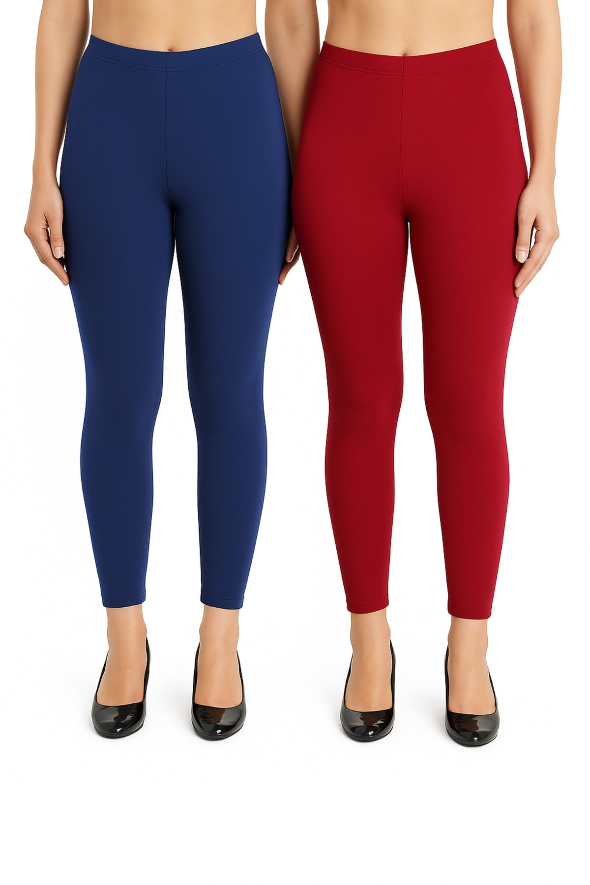 Shsuvia Women Cropped Leggings – Pack of 2 Old Royal & Maroon