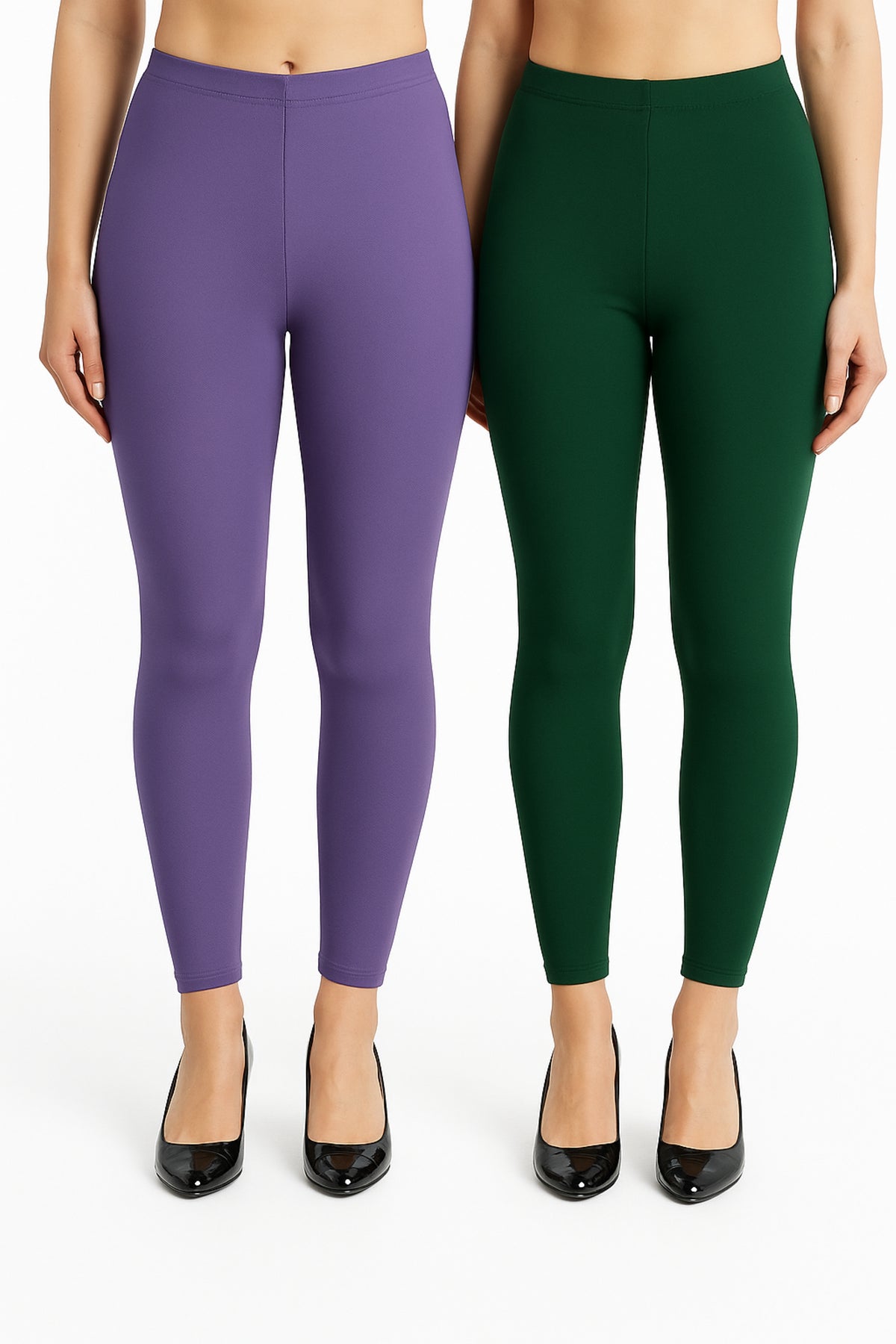 Shsuvia Women Cropped Leggings – Pack of 2 Lavender & Bottle Green