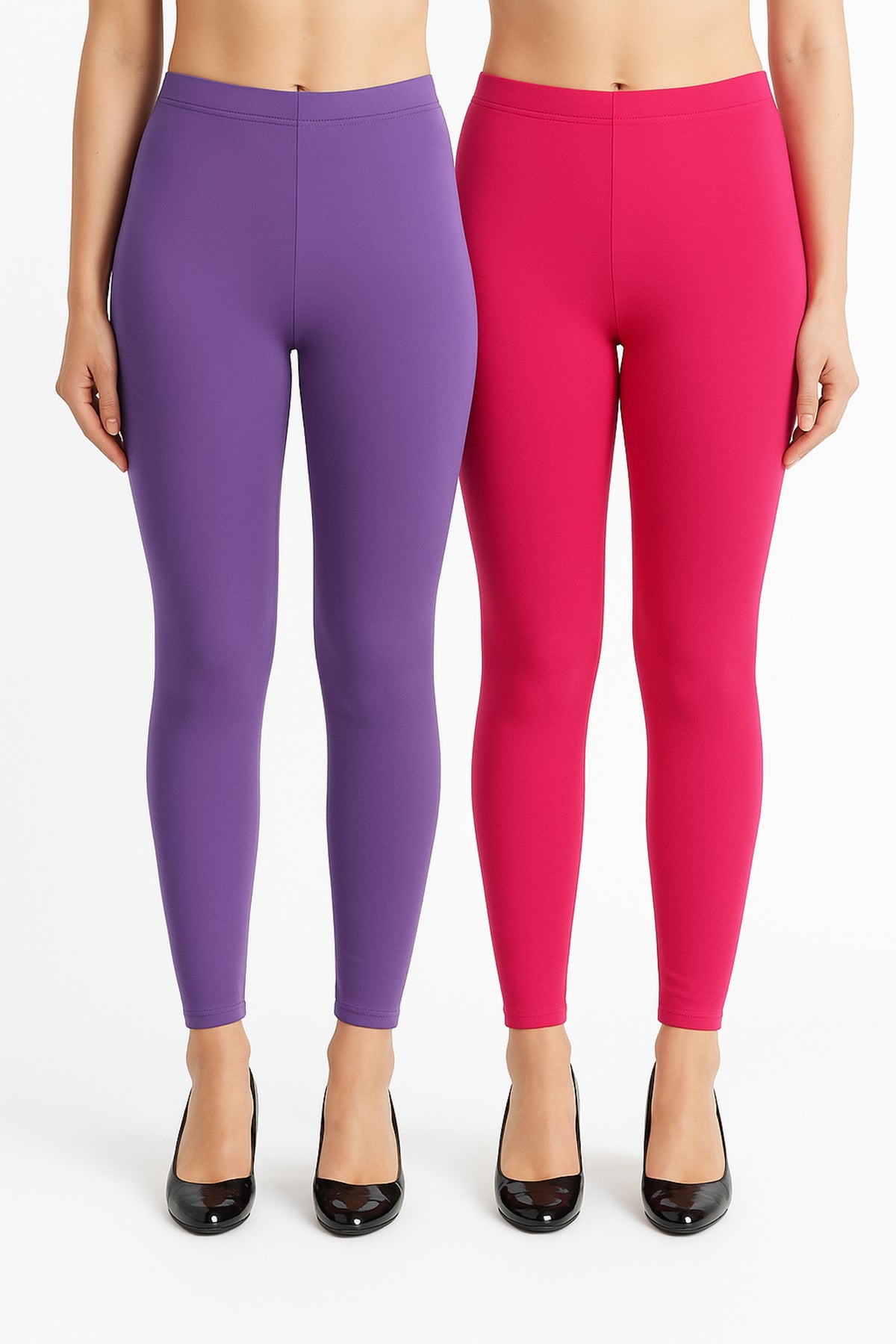 Shsuvia Women Cropped Leggings – Pack of 2 Lavender & Rani Rose
