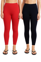 Shsuvia Women Cropped Leggings – Pack of 2 Coral & Dark Navy