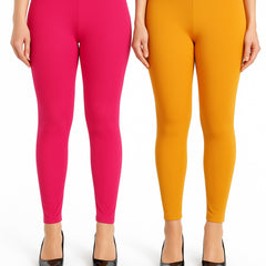 Shsuvia Women Cropped Leggings – Pack of 2 Rani Rose & Mustard