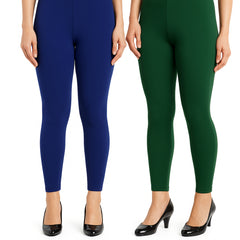 Shsuvia Women Cropped Leggings – Pack of 2 Old Royal & Bottle Green