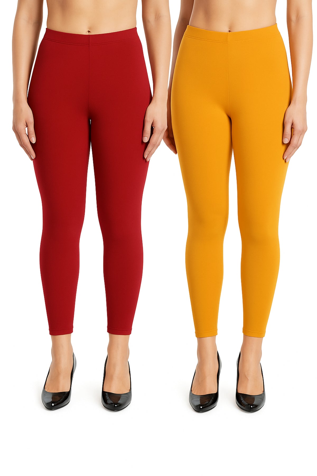 Shsuvia Women Cropped Leggings – Pack of 2 Maroon & Mustard
