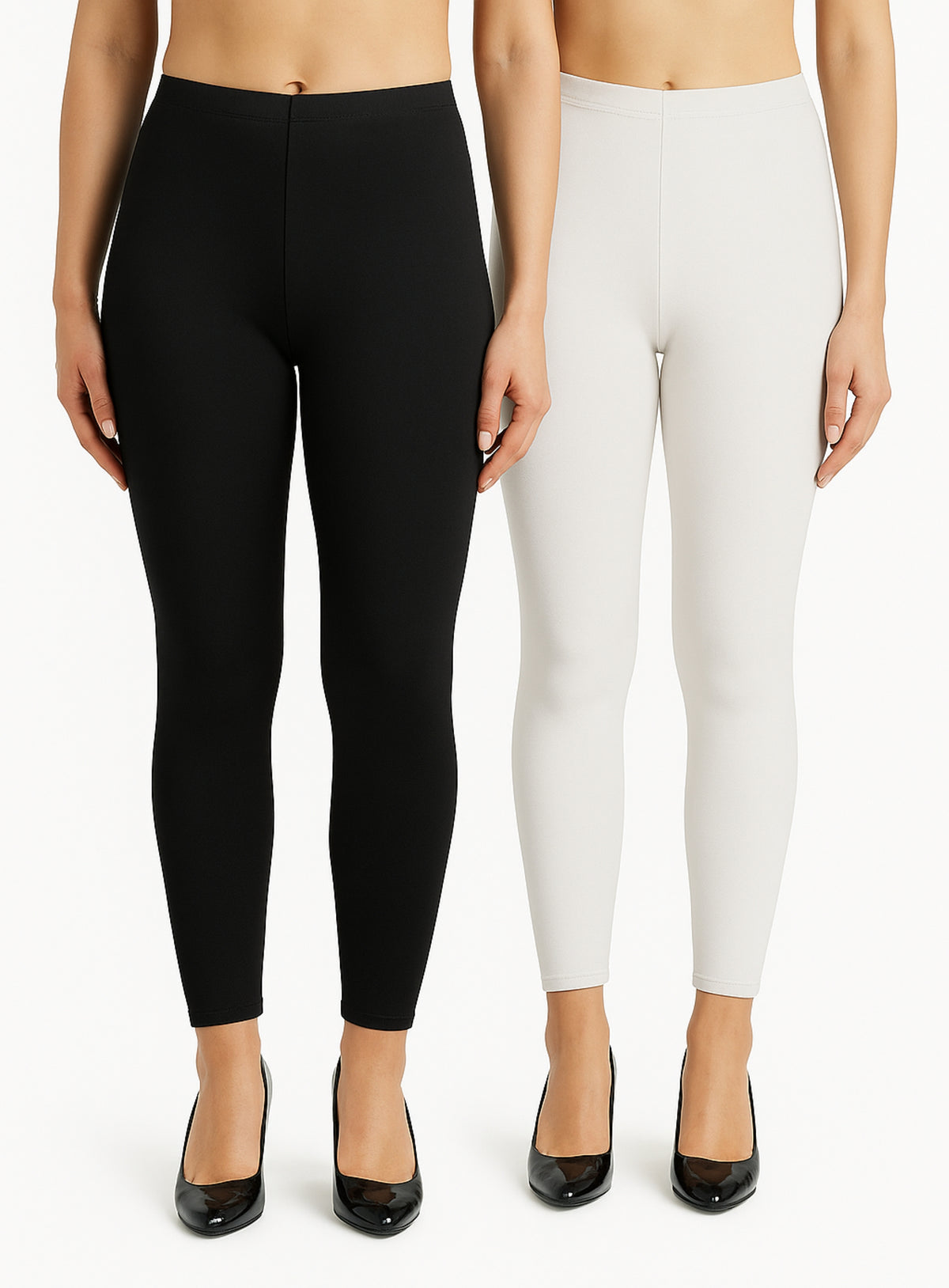 Shsuvia Women Cropped Leggings – Pack of 2 Black & White