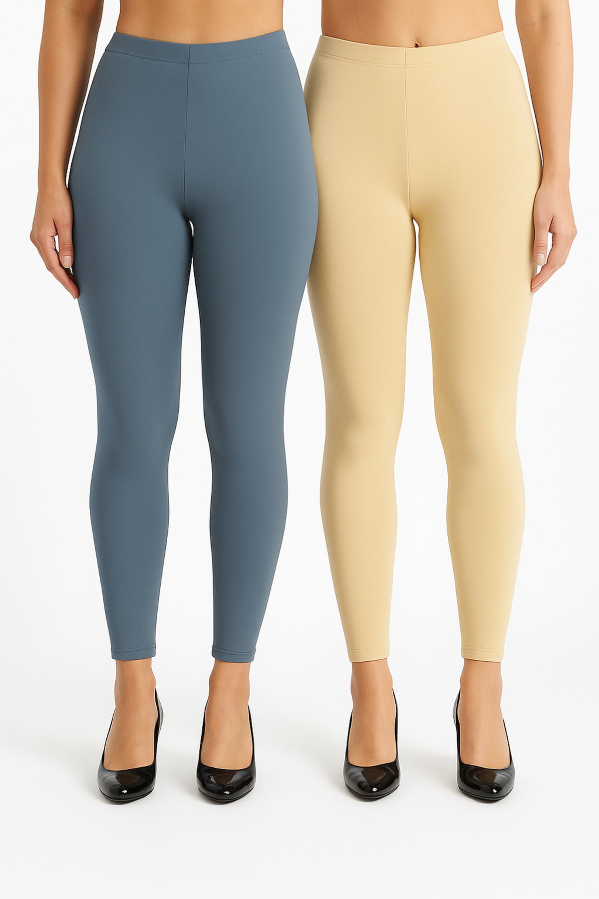 Shsuvia Women Cropped Leggings – Pack of 2 Airforce Green &  Skin