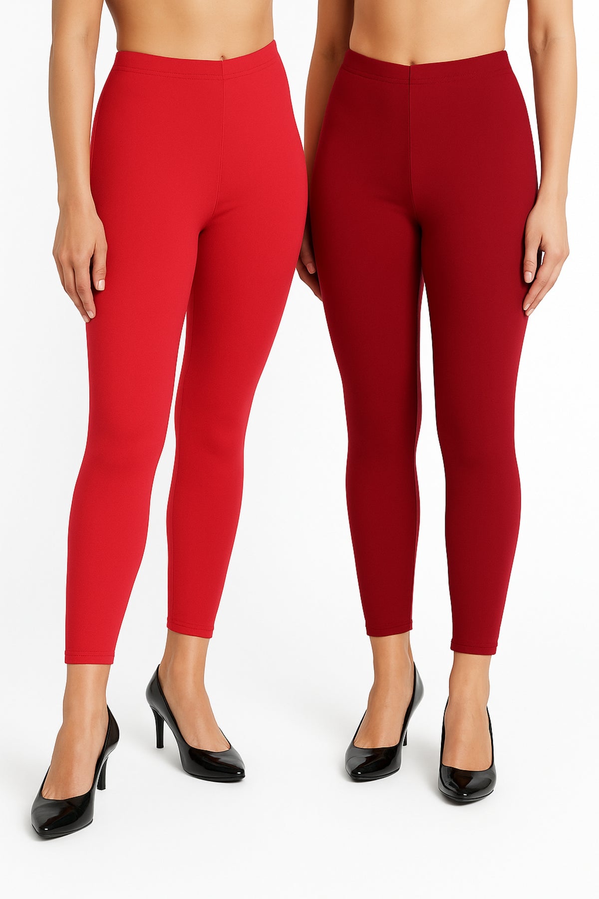 Shsuvia Women Cropped Leggings – Pack of 2 Coral & Maroon
