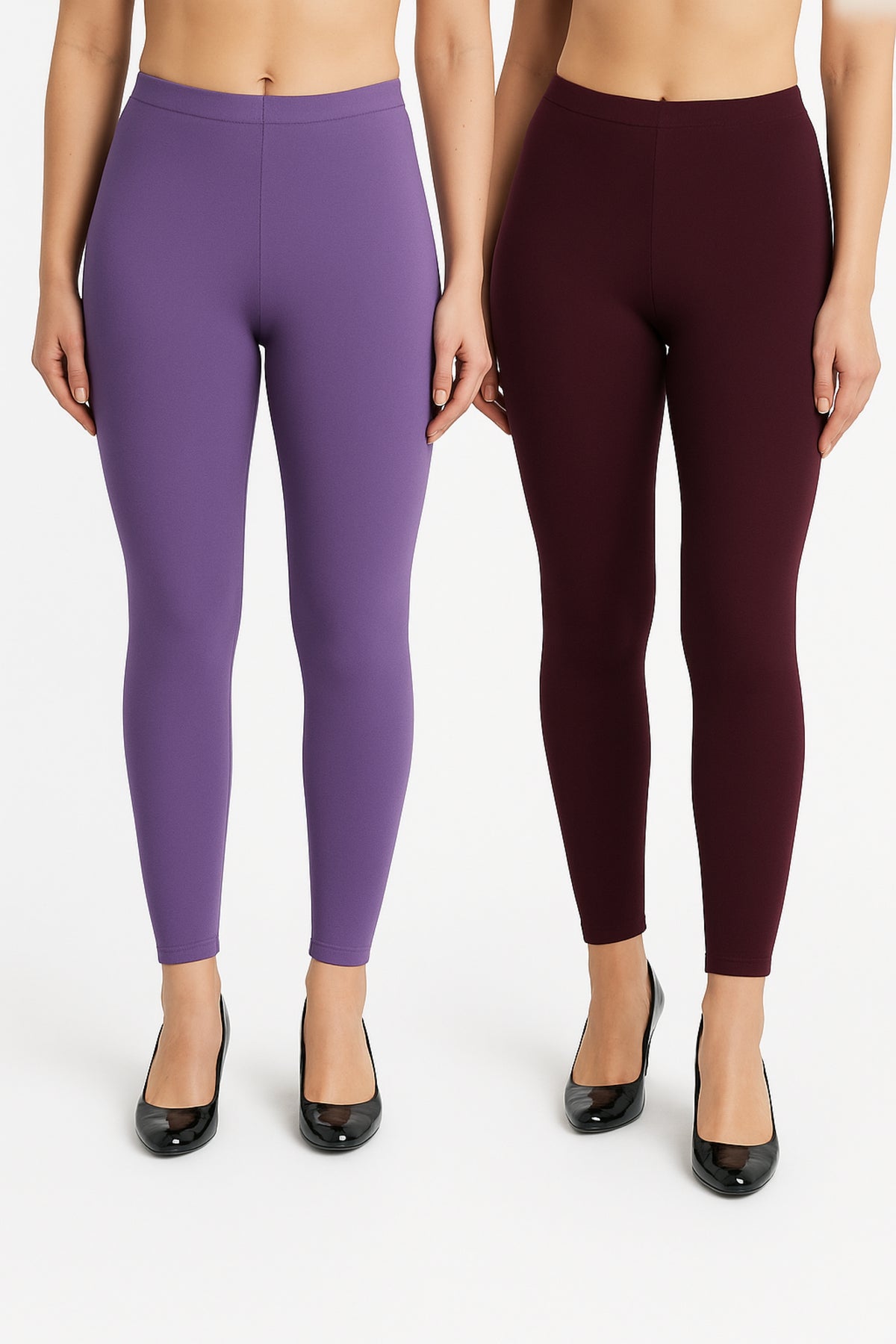 Shsuvia Women Cropped Leggings – Pack of 2 Lavender & Wine