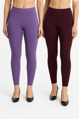 Shsuvia Women Cropped Leggings – Pack of 2 Lavender & Wine