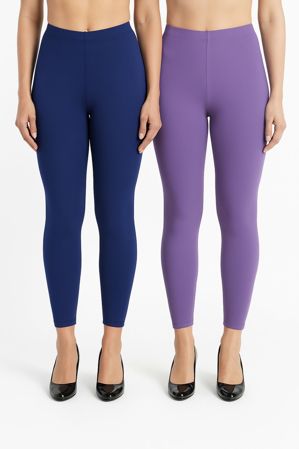 Shsuvia Women Cropped Leggings – Pack of 2 Old Royal & Lavender