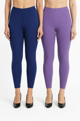 Shsuvia Women Cropped Leggings – Pack of 2 Old Royal & Lavender