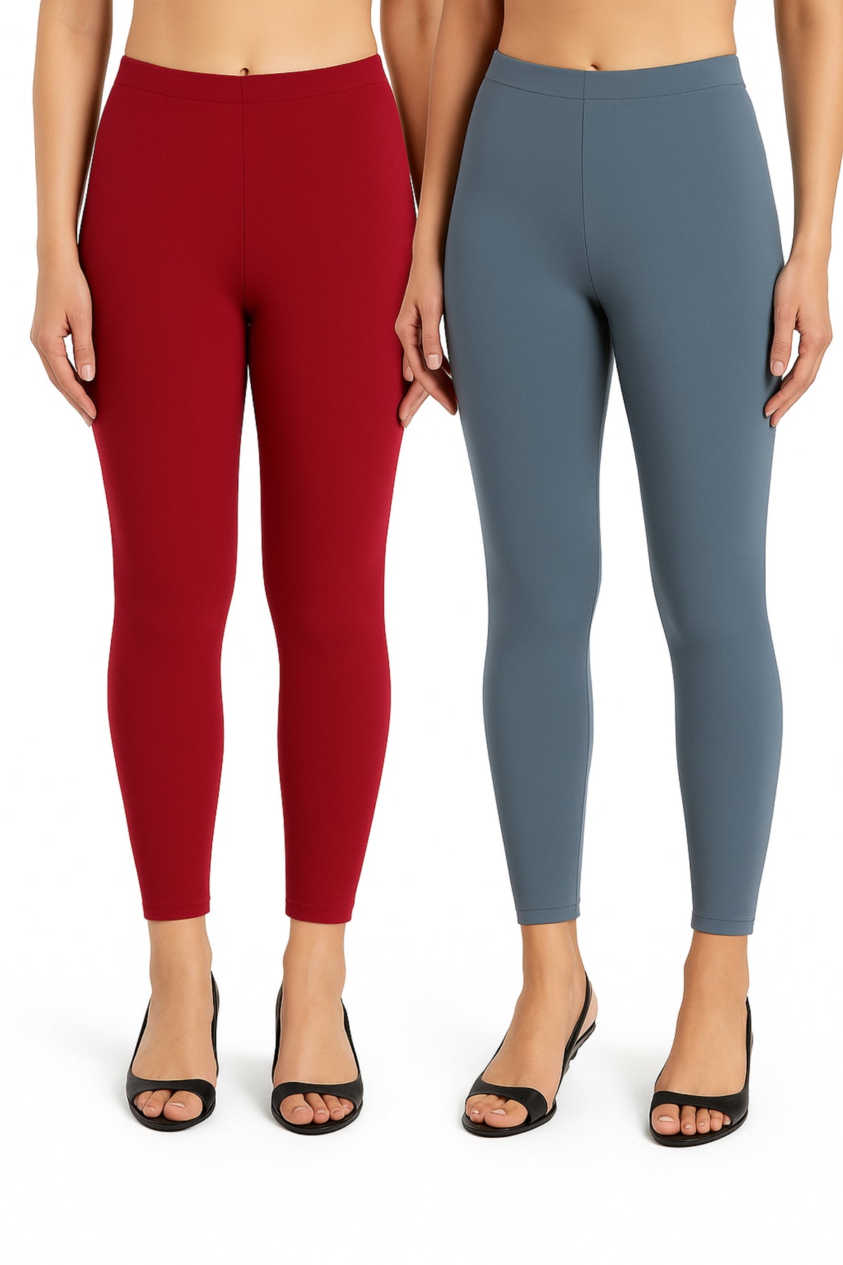 Shsuvia Women Cropped Leggings – Pack of 2 Maroon & Airforce Green