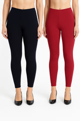 Shsuvia Women Cropped Leggings – Pack of 2 Dark Navy & RED