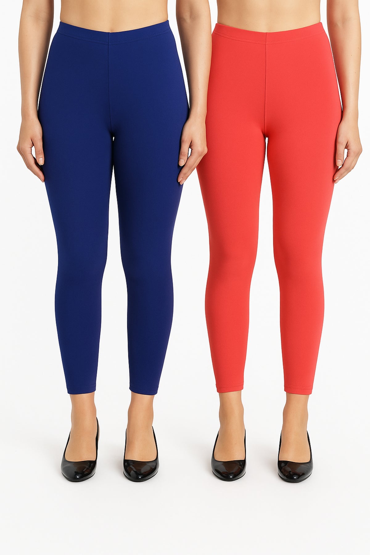 Shsuvia Women Cropped Leggings – Pack of 2 Old Royal & Coral