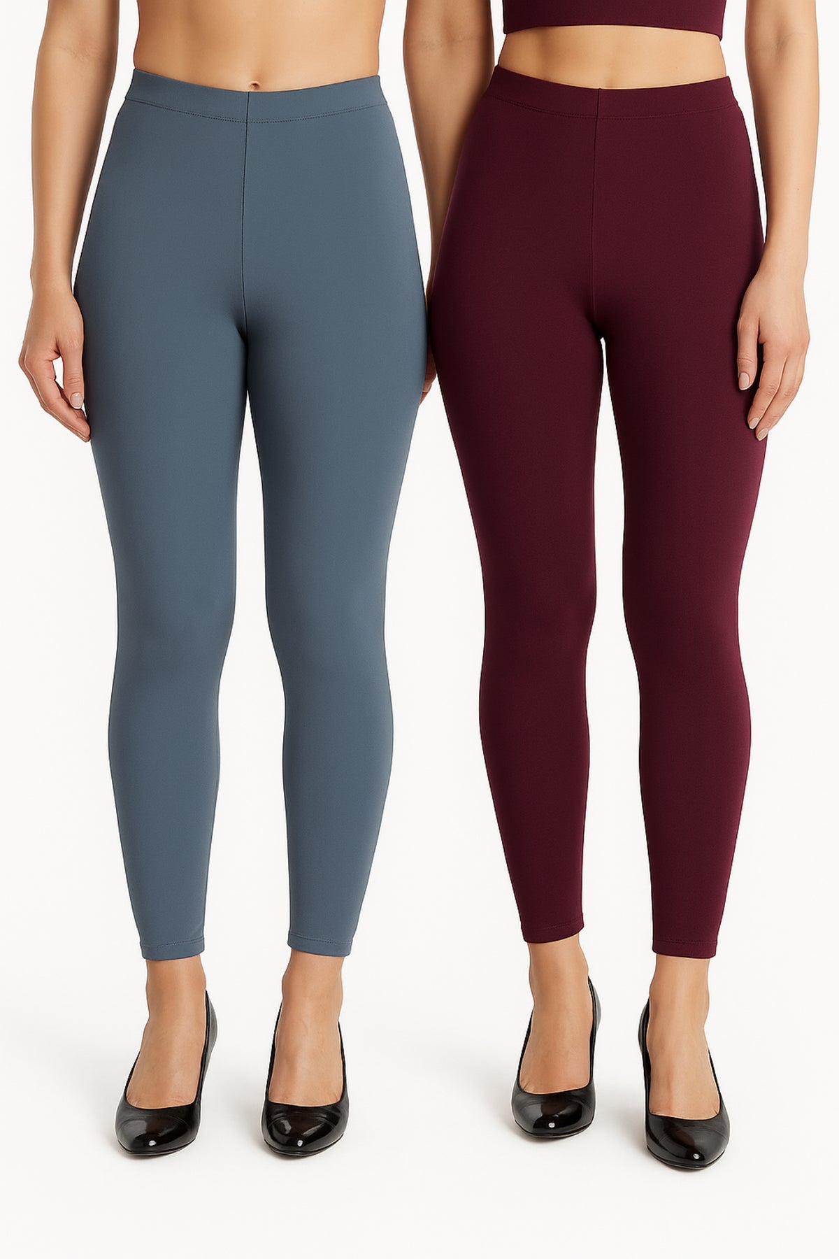 Shsuvia Women Cropped Leggings – Pack of 2 Airforce Green &  Wine