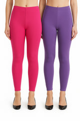 Shsuvia Women Cropped Leggings – Pack of 2 Rani Rose & Lavender