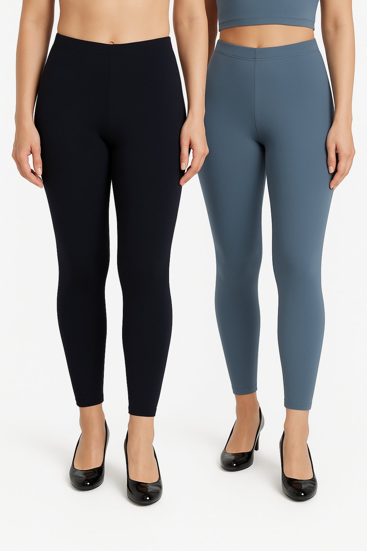 Shsuvia Women Cropped Leggings – Pack of 2 Dark Navy & Airforce Green