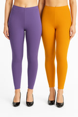Shsuvia Women Cropped Leggings – Pack of 2 Lavender & Mustard