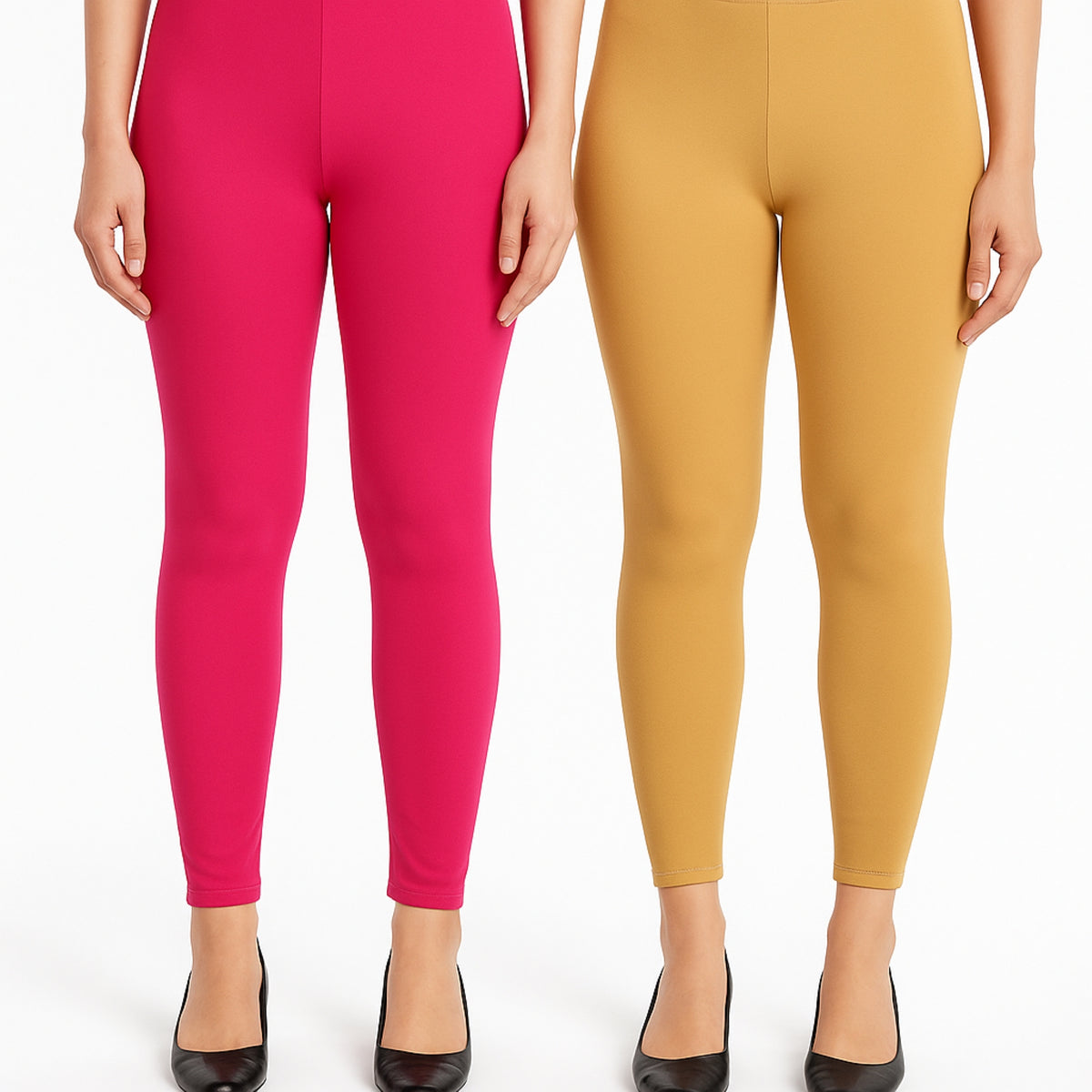 Shsuvia Women Cropped Leggings – Pack of 2 Rani Rose & Stone