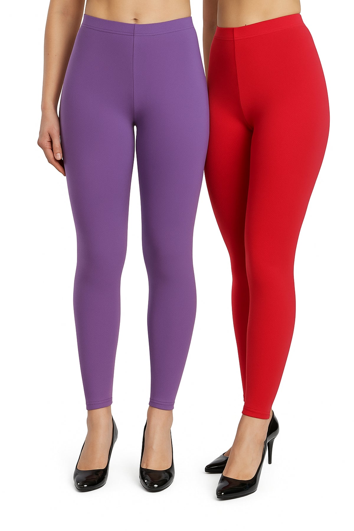 Shsuvia Women Cropped Leggings – Pack of 2 Lavender & Coral