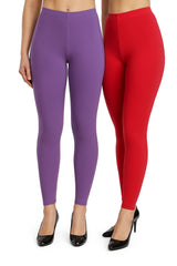 Shsuvia Women Cropped Leggings – Pack of 2 Lavender & Coral