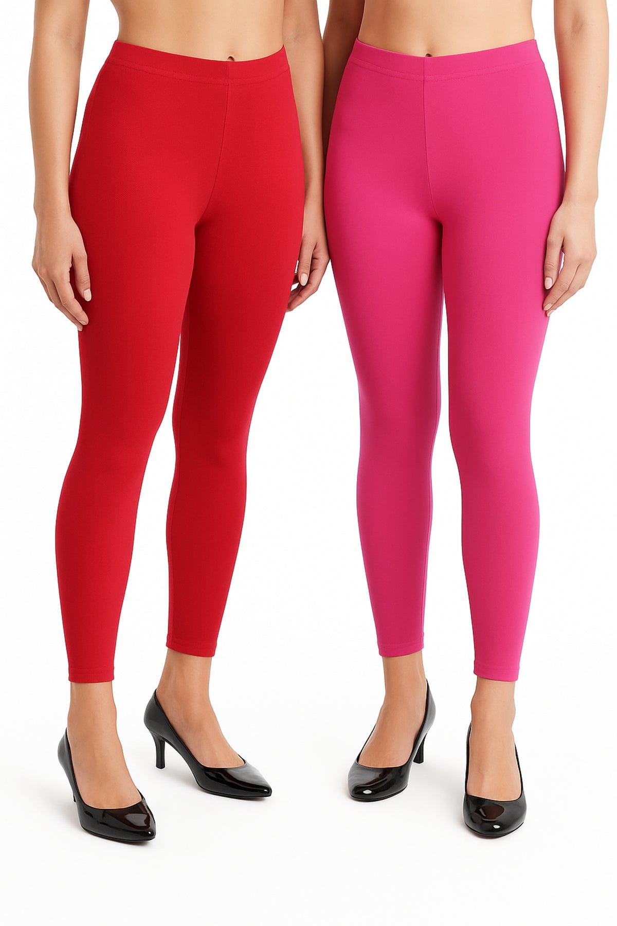 Shsuvia Women Cropped Leggings – Pack of 2 Coral & Rani Rose