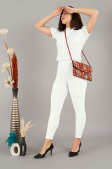 White Shsuvia Women's High Waist Stretchable Cotton Legging-Soft slim fit tights for gym, yoga and daily wear.