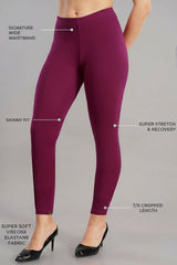 Shsuvia Women Cropped Leggings – Pack of 2 Majentha & White