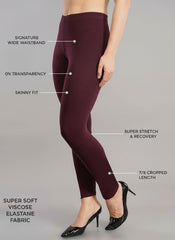 Shsuvia Women Cropped Leggings – Pack of 2 Wine & Lavender