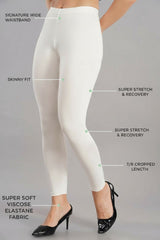 Shsuvia Women Cropped Leggings – Pack of 2 Off White & Black